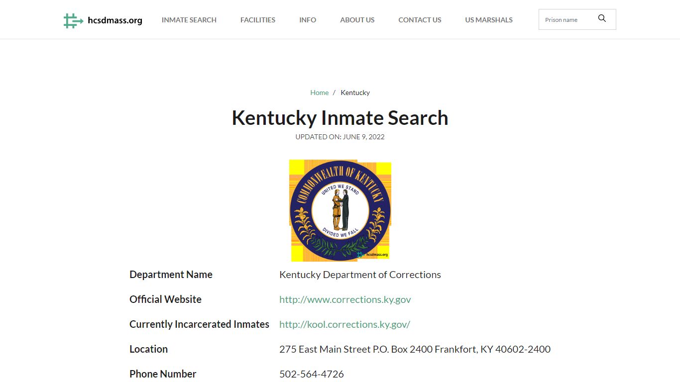 Kentucky Inmate Search – Kentucky Department of Corrections Offender Lookup